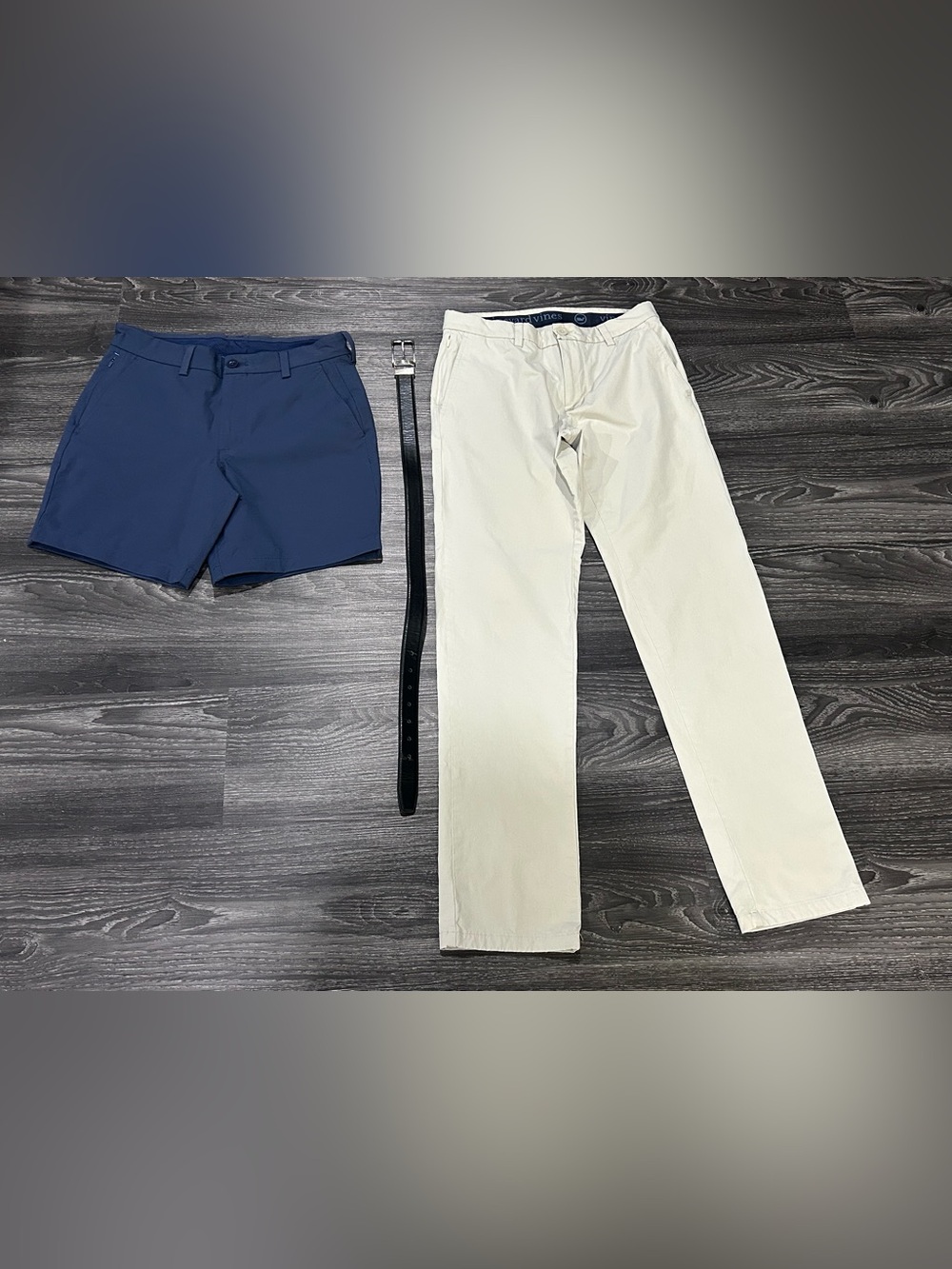 Set Vineyard Vines Men's Cream Chinos - Classic Neutral Blue Shorts Belt
